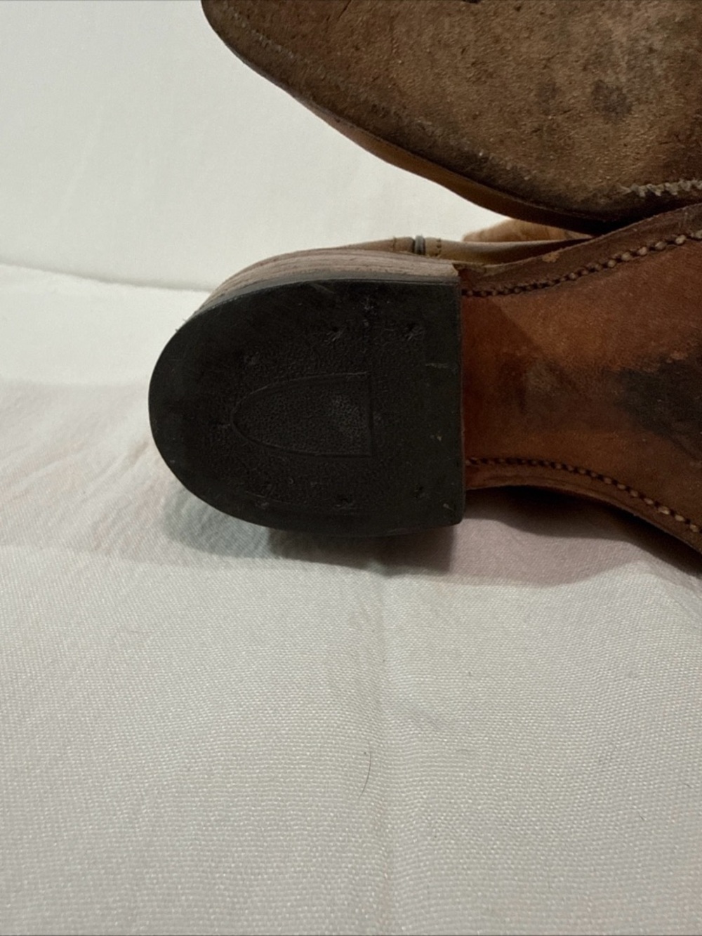 Double H Boots - Womens 6.5 - Leather Cowboy Western Tan Brown Horse Barn Farm - Picture 15 of 16